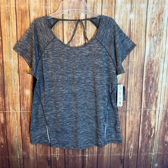 RBX Women’s Gray Short Sleeve Quick Drying Open Back Activewear Top Size Large - Picture 3 of 10